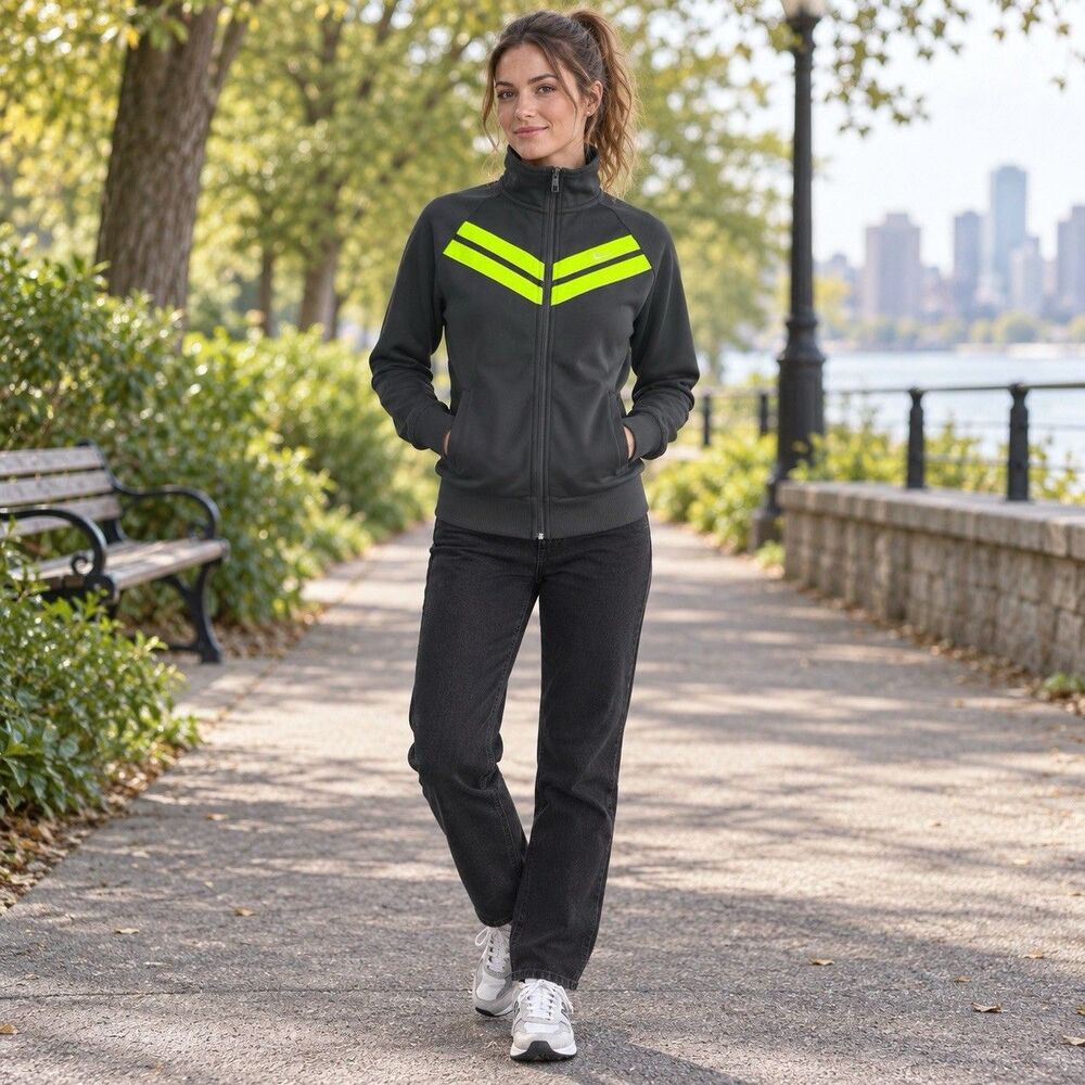 Nike Athletic Dept StrikerTrack Jacket Black W/Yellow Stripes Womens S